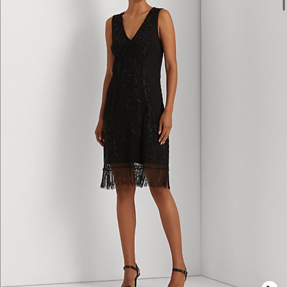 Ralph Lauren Black Label Beaded Sleeveless Cocktail Dress Black Size 6 - Picture 3 of 13